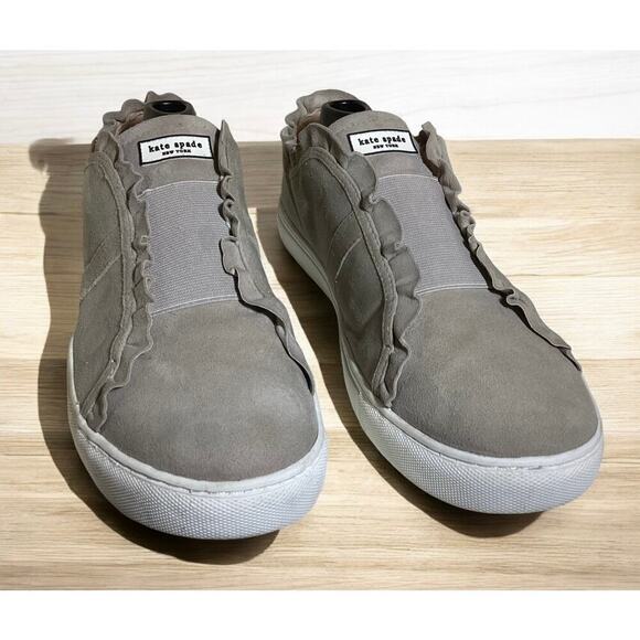Kate Spade ruffled suede women’s 9 1/2 gray - Picture 1 of 6